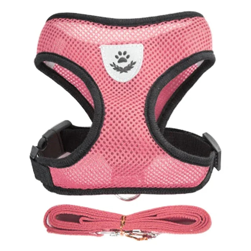 Adjustable Mesh Cat & Dog Harness Vest with Leash – Breathable, Comfy & Secure for Small & Medium Pet