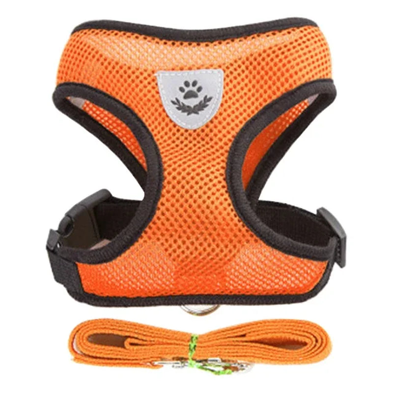 Adjustable Mesh Cat & Dog Harness Vest with Leash – Breathable, Comfy & Secure for Small & Medium Pet