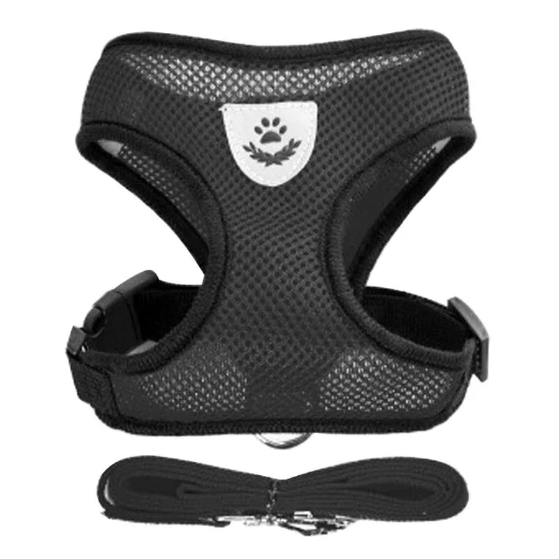 Adjustable Mesh Cat & Dog Harness Vest with Leash – Breathable, Comfy & Secure for Small & Medium Pet