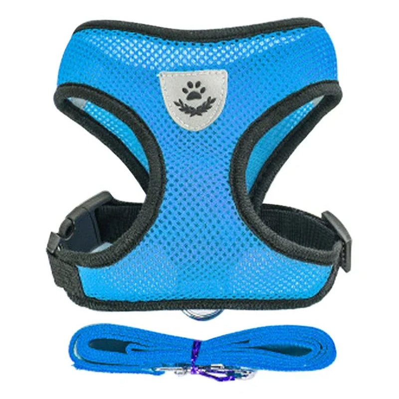 Adjustable Mesh Cat & Dog Harness Vest with Leash – Breathable, Comfy & Secure for Small & Medium Pet